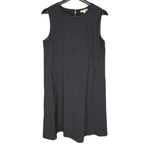 Eileen Fisher Black Organic Cotton Sleeveless Micro Print Swing Dress Medium